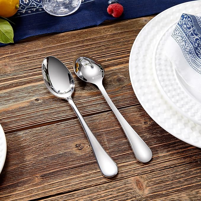 KEAWELL Premium Verona 4-Piece 7.6 inch Spoon Set ??18/10 Stainless Steel, Heavy-Duty Mirror-Finished Flatware for Daily Meals, Hosting and Special Occasions (4, Dinner Spoons)