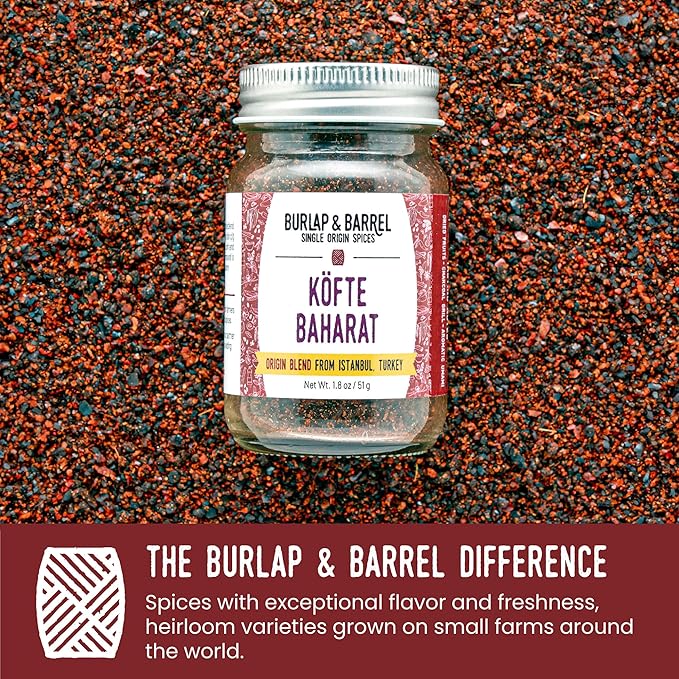Burlap & Barrel Köfte Baharat - Savory and Bright Grilling Blend - Kebab Spice, Turkish Kebab - As Seen on Shark Tank - 1.8 oz Glass Jar