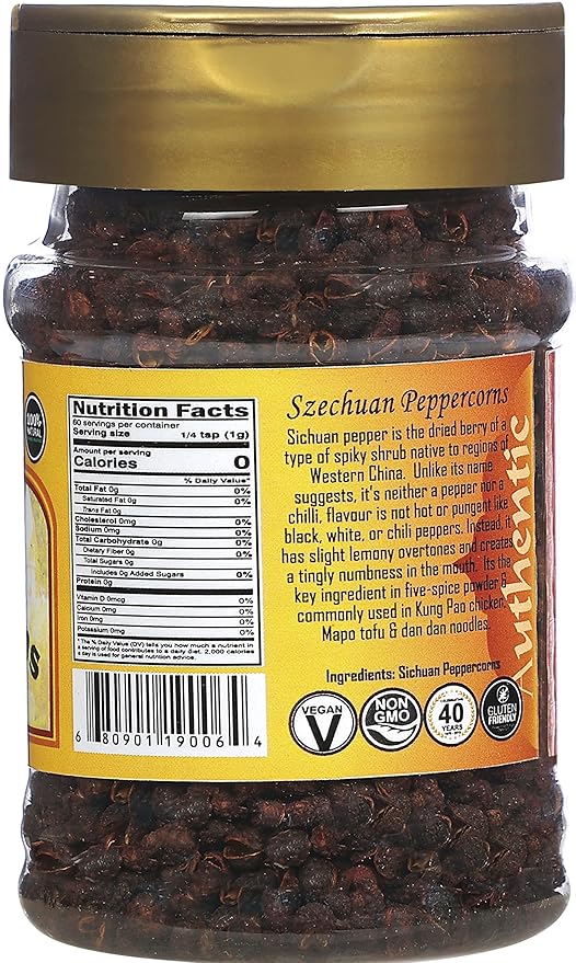 Rani Szechuan Peppercorns (Sichuan Peppercorns) 2.1oz (60g) PET Jar ~ All Natural | Gluten Friendly | Non-GMO | Perfect size for Grinders!