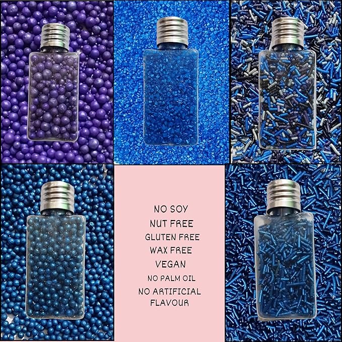 Confect Edible Cake Sprinkles ??Decorating Mix | Navy & Blue Purple Pearls, Silver & Black Jimmies, Blue Sparkling Sugar | Sprinkles for Cake, Cupcake & Cookie Decoration - Vegan, Gluten-Free, Nut-Free, Soy-Free, Dairy-Free, Palm Oil-Free-5 Oz
