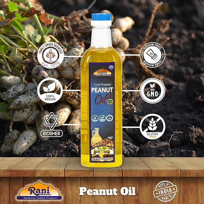 Rani Peanut Oil 33.8 Ounce (1 Liter) Cold Pressed | 100% Natural | NON-GMO | Kosher | Vegan | Gluten Free