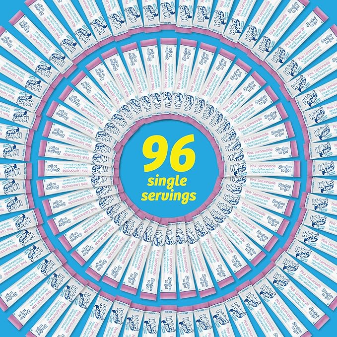 Wyler's Light Singles To Go Powder Packets, Water Drink Mix, Pink Lemonade, 96 Single Servings (Pack of 12)