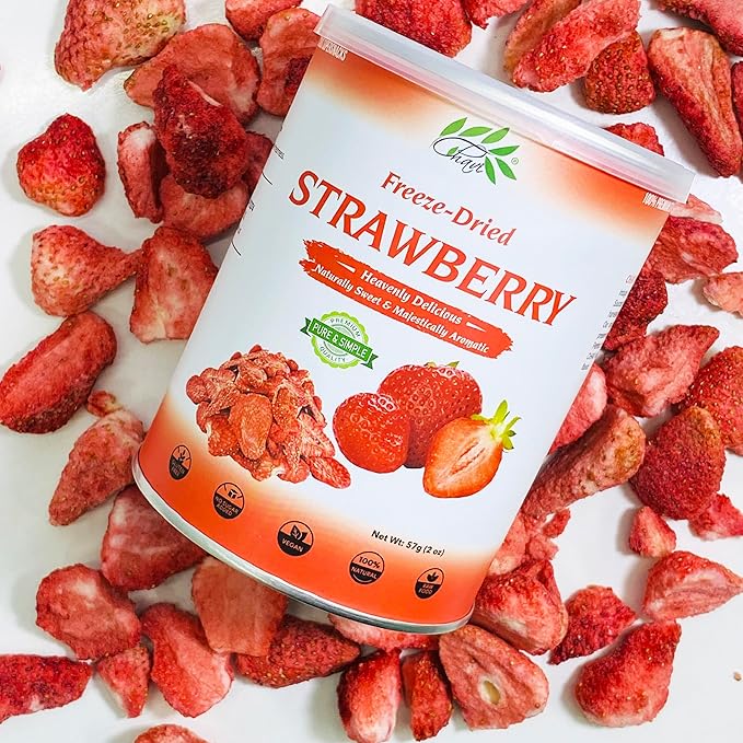 CHAVI Freeze-Dried Strawberry | Healthy 1 Ingredient Superfood - No Added Sugars or Preservatives - Non-GMO, Vegan, Gluten-Free | Long Shelf Life | 2 oz Can