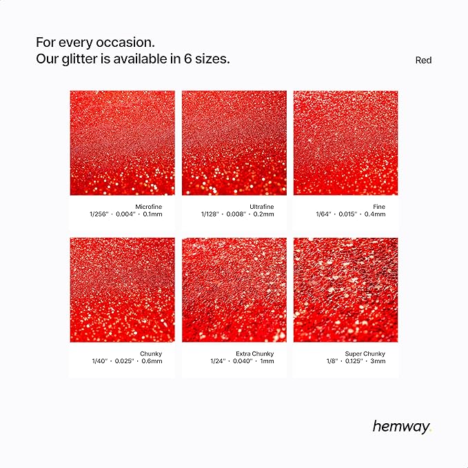 Hemway Premium Glitter Shaker - Red | 130g Chunky Metallic Flake Sequins for Resin & Epoxy Crafts | Craft Supplies for Tumblers, Festival, Art