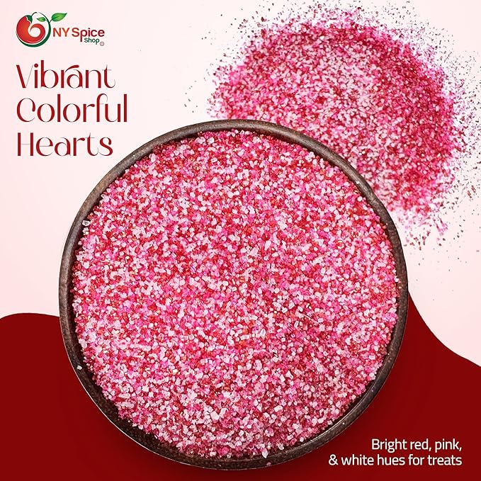NY Spice Shop Valentines Sanding Sugar - 1 Pound Sweet Colorful Edible Sprinkles - Glitter Sprinkles for Cookies Decoration - Sprinkle Sugar Trendy Treats