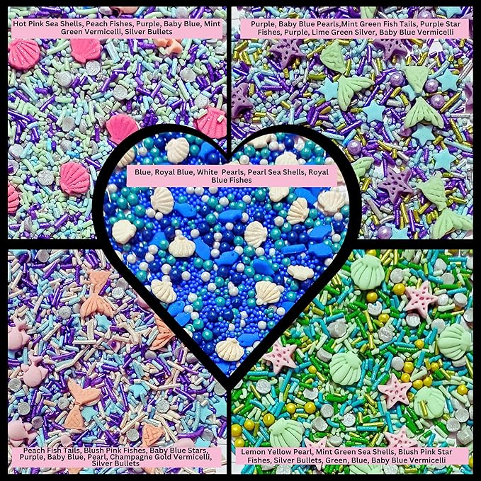 DecoratingConfect Under the Sea Sprinkle Mix Set ??Starfish, Shell & Fishes -5 Assorted Pastel Blends for Cake, Cupcake & Cookie Decorating ??Ocean-Themed Edible Decorations -Vegan, Gluten-Free, Nut-Free, Soy-Free, Dairy-Free, Palm Oil-Free -5 Oz