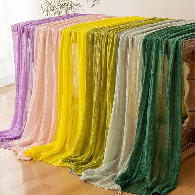 3pcs Moss Green Cheesecloth Table Runner Gauze 120 Inch 10 FT Rustic Boho Cheese Cloth Runner for Wedding Baby Shower Bridal Shower Birthday Party Long Sheer Home Decorations