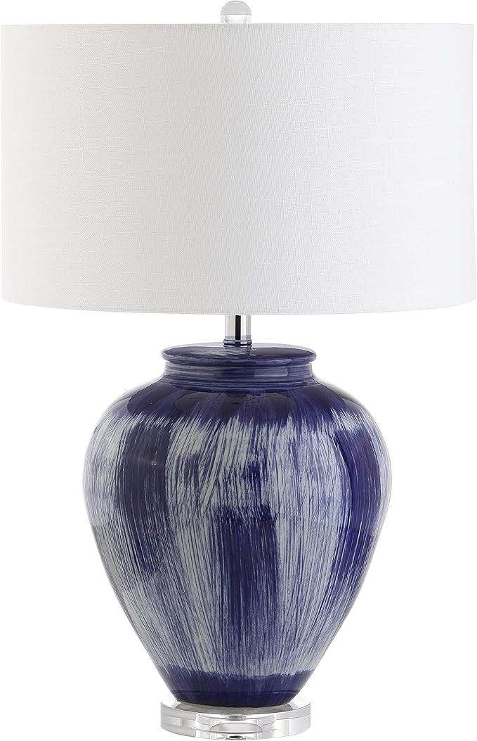 JONATHAN Y JYL5013A Wayland 26" Ceramic LED Table Lamp Transitional Glam Bedside Desk Nightstand Lamp for Bedroom Living Room Office College Bookcase LED Bulb Included, Seaside Blue