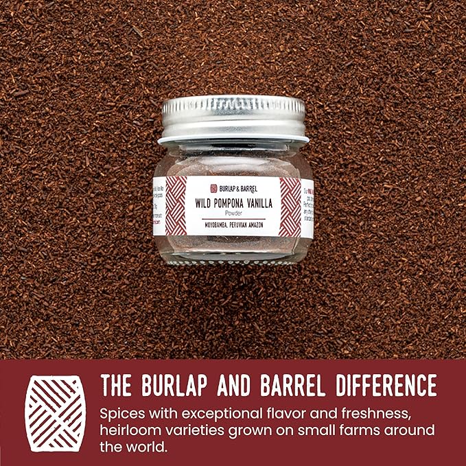 Burlap & Barrel Nyanza Vanilla Powder ??Sweet, Classic Vanilla Flavor with Date-Tannin Aroma ??Suitable for Baking and Cooking ??As Seen On Shark Tank - 0.9oz Glass Jar