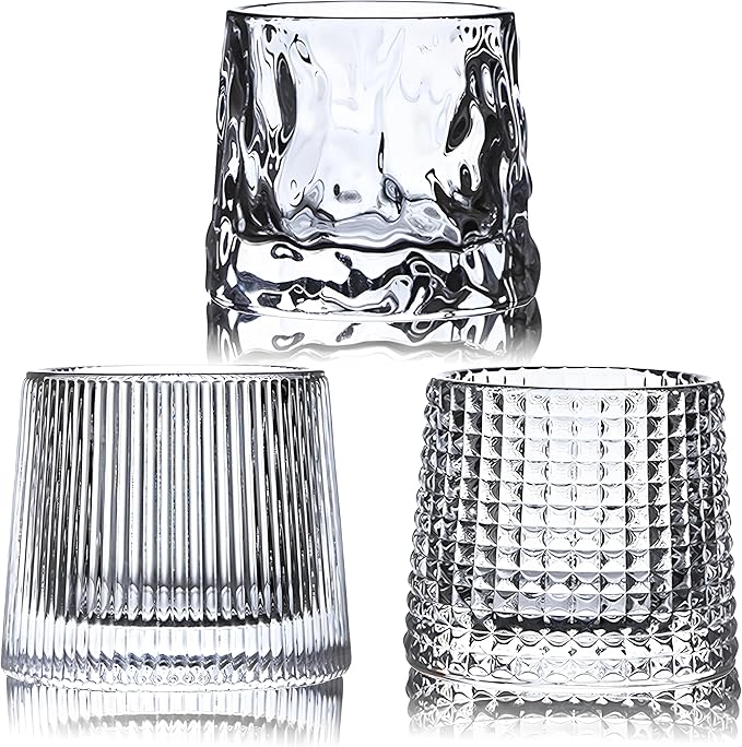 Flat bottom Crystal Whiskey Glasses, Premium 10oz Scotch Glasses Set of 3, Old Fashioned Glasses,Thick Weighted Bottom Rocks for Drinking Bourbon, Scotch, Cocktails竊뉽arger Sizeç«?,<div>
