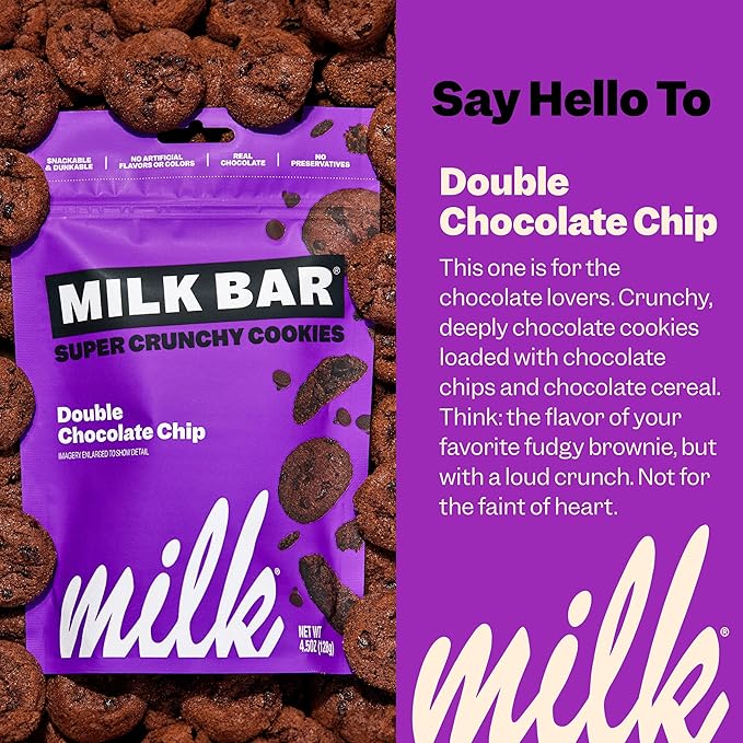 MILK BAR Crunchies | Crunchy Bite Sized Cookies With No Artificial Flavors or Preservatives | Pack of 3, 4.5oz Bags (Mix-it-up 3 Pack) (Chocolate Lovers)