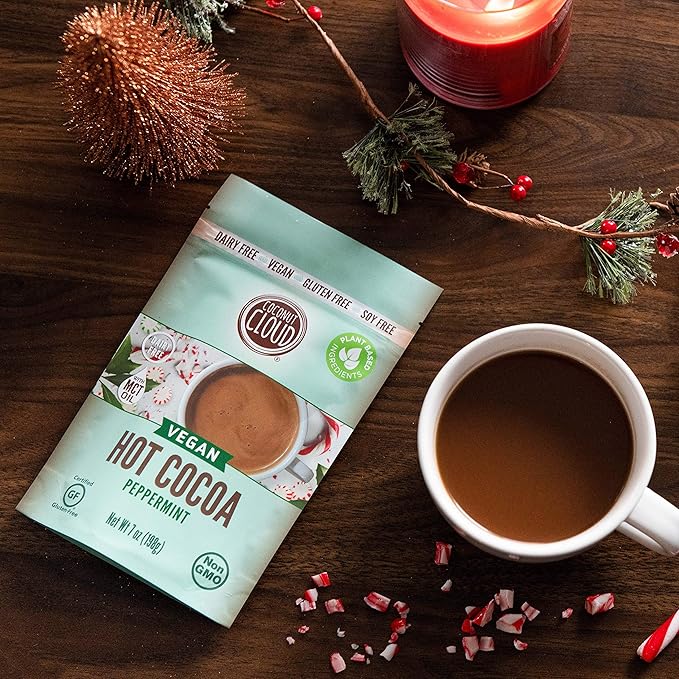 Coconut Cloud: Dairy-Free Instant Peppermint Hot Cocoa Mix | Vegan, Natural, Delicious, Creamy Chocolate (Made in Colorado from Premium Coconut Milk Powder), Peppermint Cocoa, 7 oz