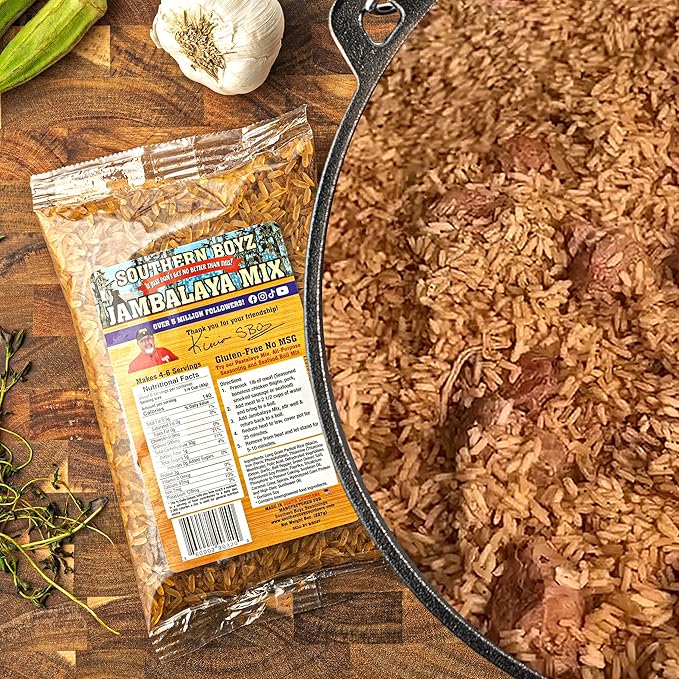 Southern Boyz Seasonings Jambalaya Mix With Rice, 8 Ounce Bag (No MSG, Gluten-Free Blend - Makes 4-6 Servings)