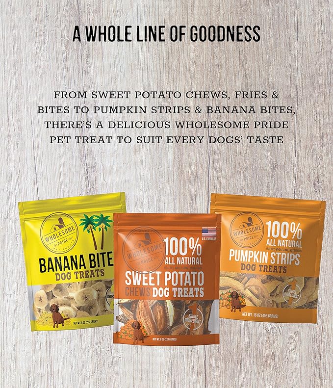 Wholesome Pride Banana Bites 100% All-Natural Limited Ingredient Dog Treats, 16 oz (Pack of 2)