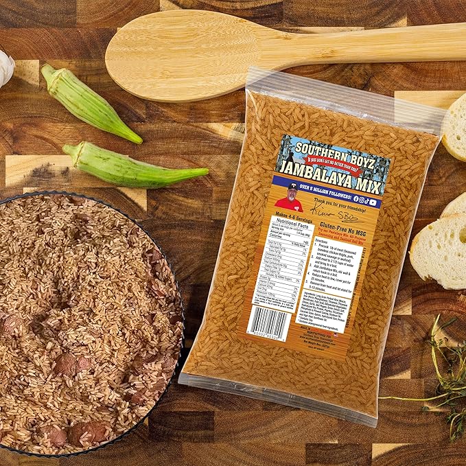 Southern Boyz Seasonings Jambalaya Mix With Rice, 8 Ounce Bag (No MSG, Gluten-Free Blend - Makes 4-6 Servings)