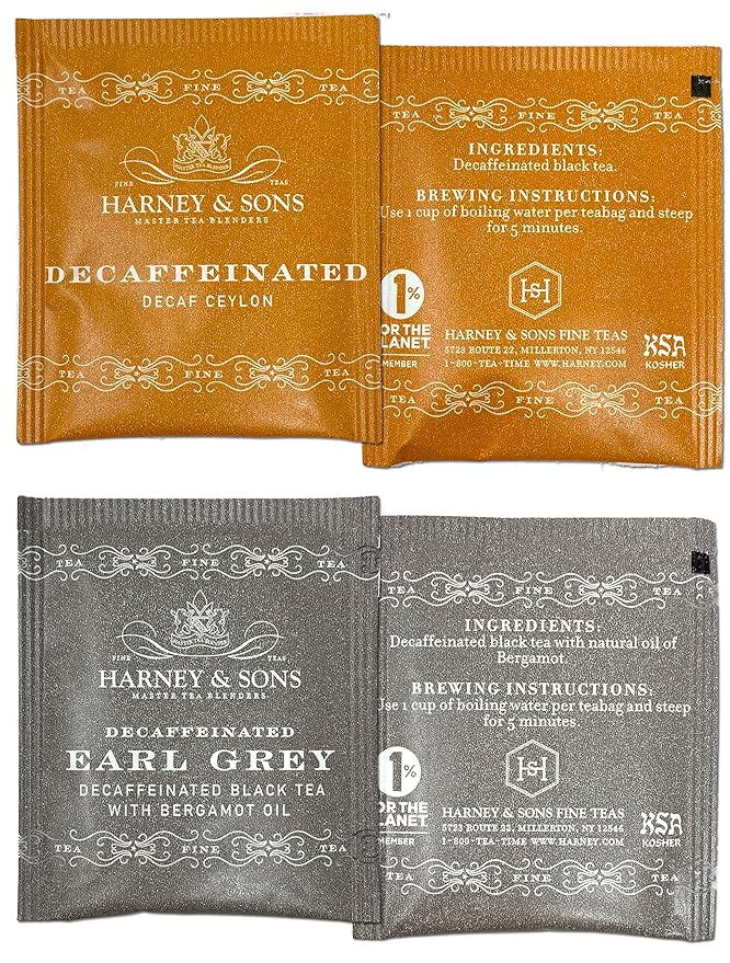 Harney & Sons Assorted Tea Bag Sampler 40 Count – Harney Decaf Tea Bags Variety Packs, Herbal Tea Bundle Caffeine Free Tea