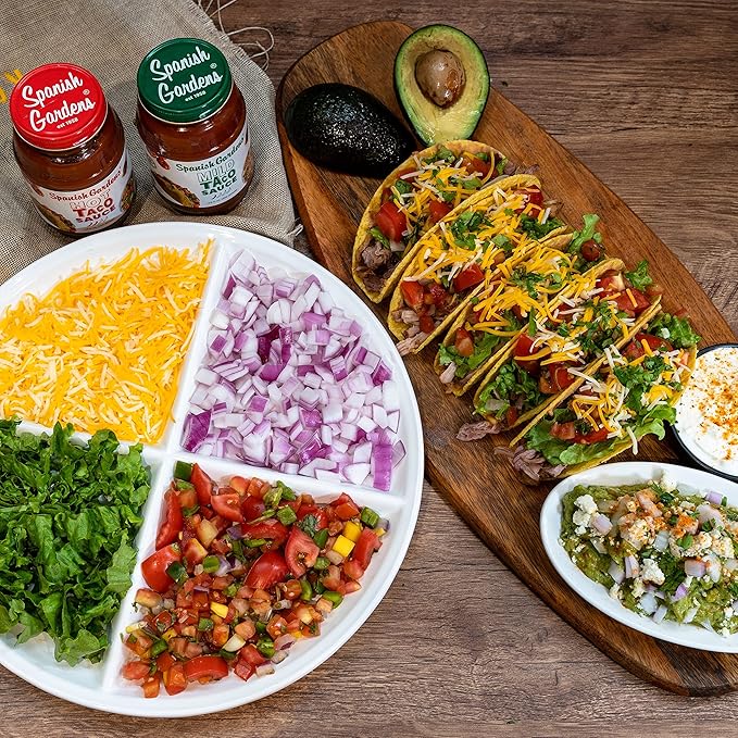 Spanish Gardens Taco Sauce (6 Pack) ??Hot Taco Sauce for Authentic Mexican Food ??Original Family Recipe, Spicy Sauce for Tex Mex Food (11.5 oz)