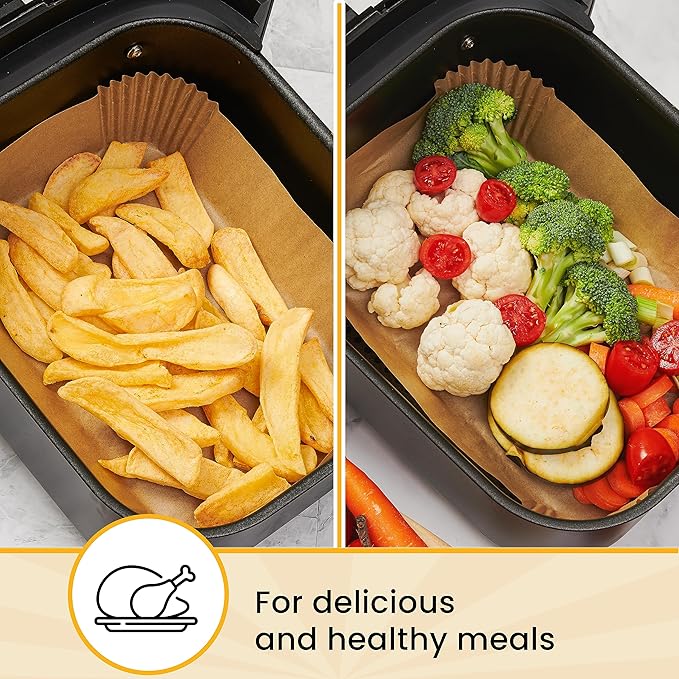 Air Fryer Liners for Ninja Foodi Dual ??125Pcs Disposable Parchment Paper for Ninja DZ201 DZ401, Instant Pot Vortex Plus, PowerXL Vortex ??Non-Stick and Oil Proof for Easy Cleanup by Baker's Signature