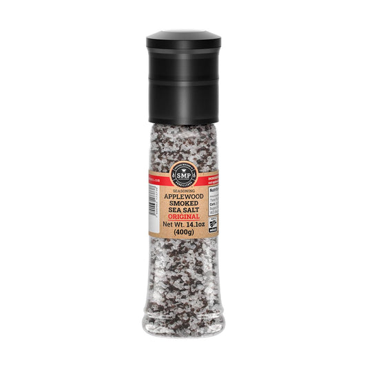 Applewood Smoked Sea Salt Grinder (14.1 oz) – Gourmet Finishing Salt for BBQ, Steak & Seafood