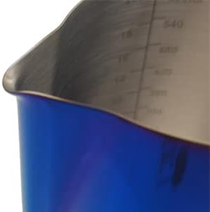 Milk Frothing Pitcher Latte Coffee, Stainless Steel Milk Frother Jug, Espresso Accessories Steaming Froth Cup Cappuccino 12 Oz, 350ml Blue