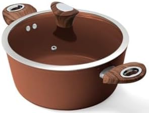 Phantom Chef 4.4 QT Casserole | Stockpot | Aluminum Body Non-Stick Ceramic Coating | With Soft Touch Stay Cool Handle | Dishwasher Safe | Non-Toxic PFOA & PTFE Free Pan | Color (Cinnamon)