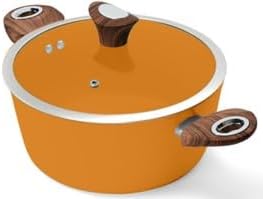Phantom Chef 4.4 QT Casserole | Stockpot | Aluminum Body Non-Stick Ceramic Coating | With Soft Touch Stay Cool Handle | Dishwasher Safe | Non-Toxic PFOA & PTFE Free Pan | Color Pumpkin