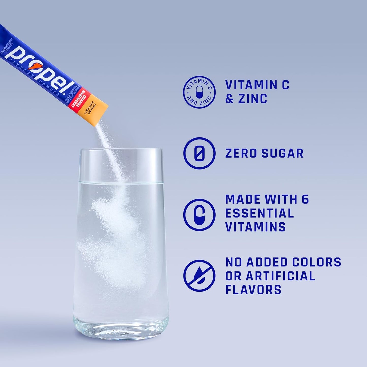 Propel Immune Support Powder Drink Mix, Lemon Blackberry, Zero Sugar Electrolyte Hydration Packets with Vitamin C & Zinc, 96 Servings