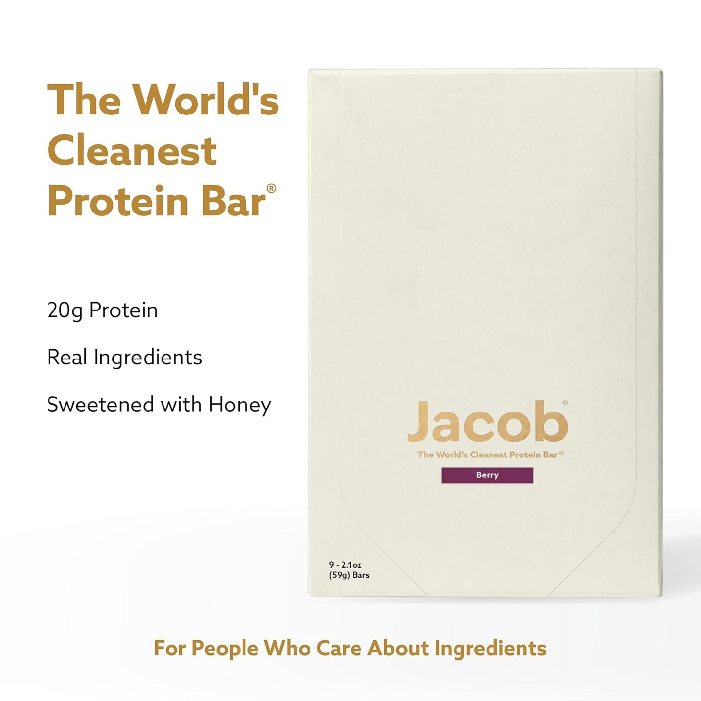 Jacob Bar, Protein Bars, Mixed Berry (9 Bars Total) - 20g Grass-Fed Protein, No Seed Oils, Nothing Artificial