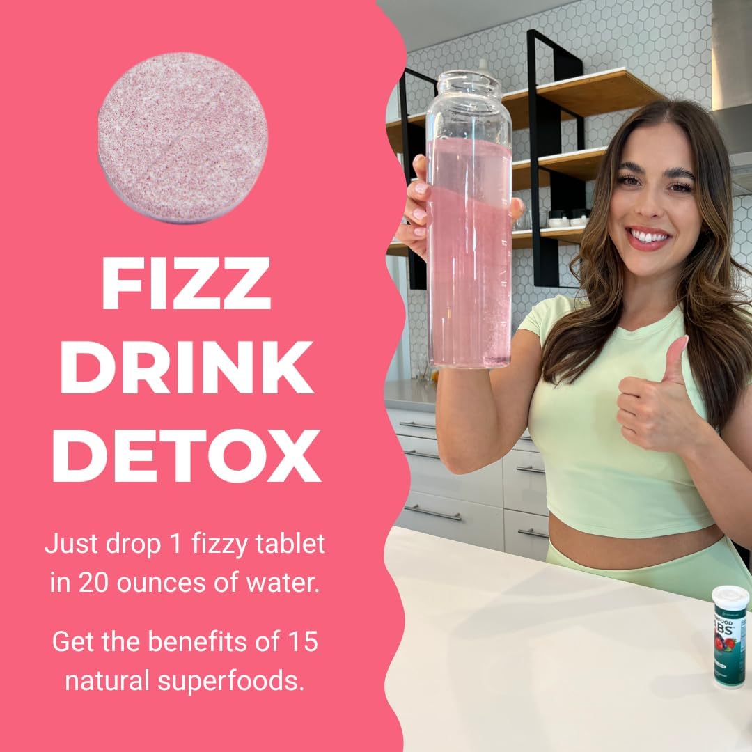 Superfood Tabs Detox Cleanse Drink - Fizzy Nutrition Supplement for Women and Men - Support Healthy Weight - Improve Digestive Health and Bloating Relief - Mixed Berry Flavor [10 Tablets]