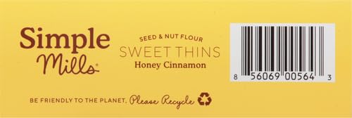 Simple Mills Honey Cinnamon Seed & Nut Flour Sweet Thins, Paleo Friendly & Delicious Sweet Thin Cookies, Good for Snacks, Nutrient Dense, 4.25oz, Pack of 1