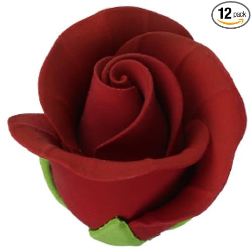 O'Creme Garden Roses Gumpaste Flower Set - Red - Edible Flowers for Cake Decorating - Sugar Paste Flower Decorations for Cakes, Candy, Cupcake Toppers...