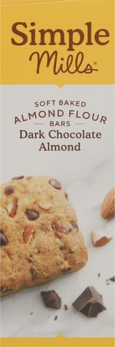 Simple Mills Soft Baked Dark Chocolate Almond Flour Bars, 5 ct, 1.19 oz each (Pack of 2)