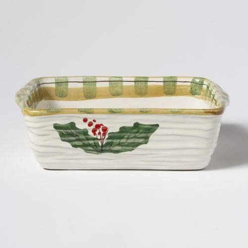 Vietri Old St. Nick Square Baker with Chef, Christmas Oven Baking Dish, 10" Square Earthenware Bake & Serve Pan, Multi-Color