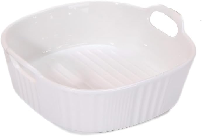 Kbotiques Round Casserole Dish Made of Scratch-Resistant Ceramic in White for Hot Air Fryer, for Preparing Lasagne, Soup, Tiramisu and More Fryer Accessories (White, 600 ml)