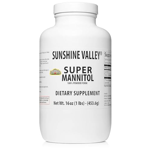 Sunshine Valley® Super Mannitol Powder, Natural & Healthy Artificial Sweetener, Ultra-Pure Sugar Substitute, Low Glycemic Dietary Supplement (16 Fl oz)