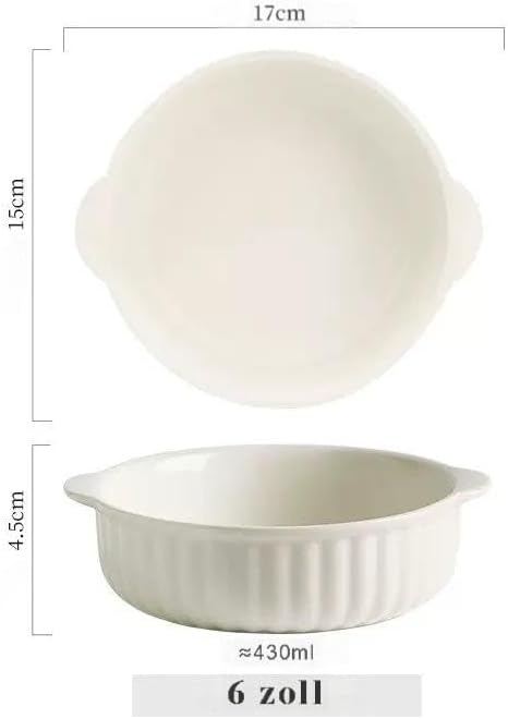 Kbotiques Casserole Dish Made of Scratch-Resistant Ceramic in White for Hot Air Fryer, for Preparing Lasagne, Soup, Tiramisu and More Fryer Accessories (6 Inches)