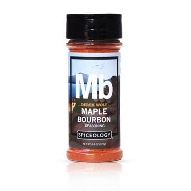 Spiceology & Derek Wolf - Maple Bourbon Seasoning - Sweet & Smoky Barbeque Rubs, Seasonings and Spice Blends - Use On: Ribs, Pork Shoulder, Beef, Bacon, Chicken Wings, Popcorn, Scallops or Duck Breast - 4.2 oz