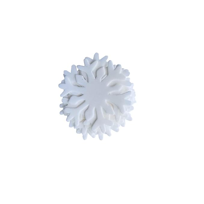 50Pcs White Edible Cake Cupcake Toppers Snowflakes Christmas Winter Frozen Party Decoration