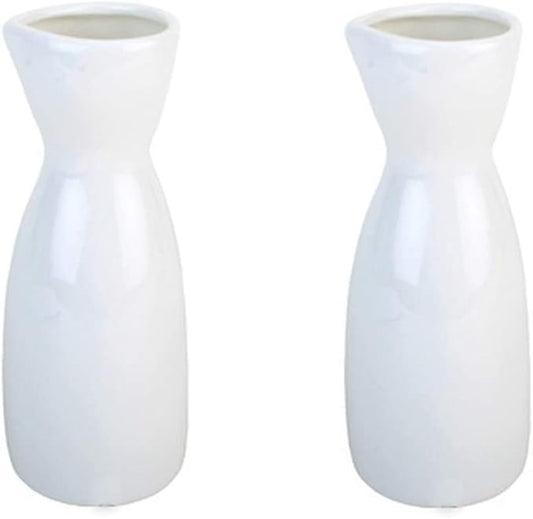 JapanBargain, Porcelain Sake Carafe Sake Bottle for Cold Sake and Hot Sake Microwave Safe (2, 4 oz - White)