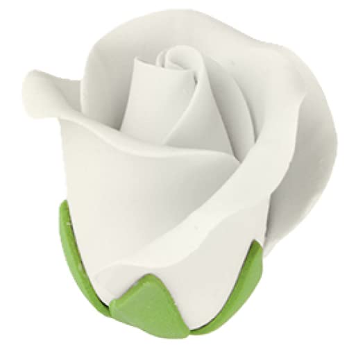 O'Creme Garden Roses Gumpaste Flower Set - White Edible Flowers for Cake Decorating - Sugar Paste Flower Decorations for Cakes, Candy, Cupcake Toppers - Birthday, Wedding, Valentines Day, Baby Shower