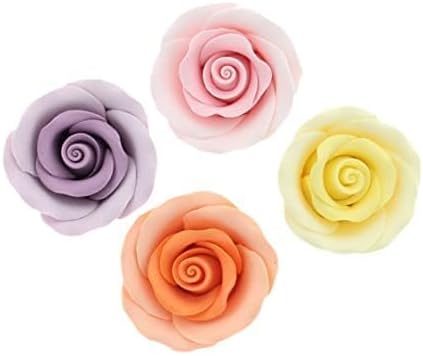 Global Sugar Art Premium Edible Roses, Assorted Spring Colors, Unwired, Medium 1.5 inches, 12 Count by Chef Alan Tetreault