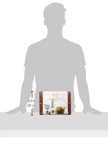 Numi Organic Tea Flowering Tea Gift Set, 6 Tea Blossoms with 16 Ounce Glass Teapot in Elegant Bamboo Case (Packaging May Vary)