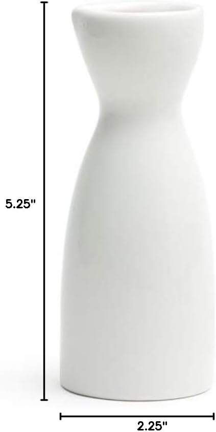 JapanBargain, Porcelain Sake Carafe Sake Bottle for Cold Sake and Hot Sake Microwave Safe (12, 4 oz - White)