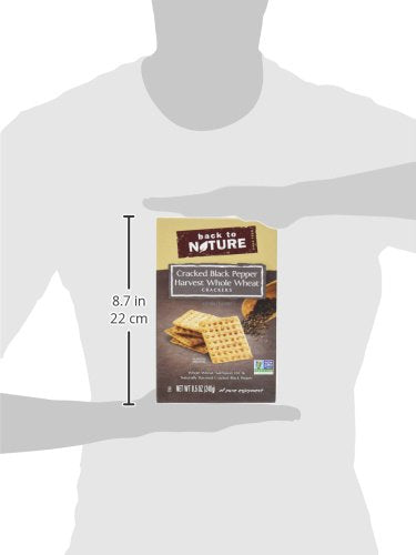 Back to Nature Cracked Black Pepper Whole Wheat Crackers - Dairy Free, Non-GMO, Made with Whole Grain Wheat & Sea Salt, Delicious & Quality Snacks, 8.5 Ounce