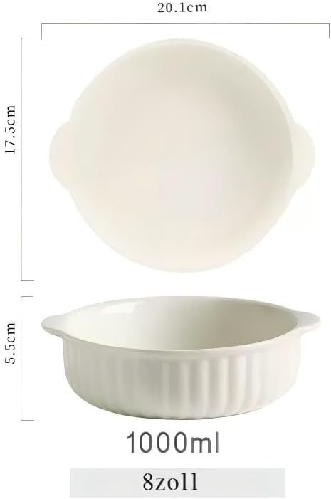 Kbotiques Casserole Dish Made of Scratch-Resistant Ceramic in White for Hot Air Fryer, for Preparing Lasagne, Soup, Tiramisu and More Fryer Accessories (8 Inches)