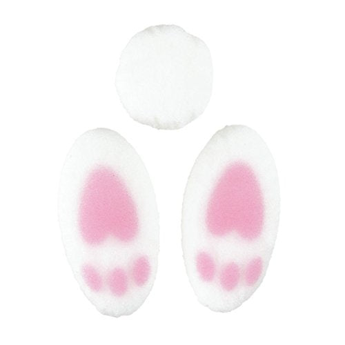 White Bunny Tail & Feet Edible Sugar Cake Toppers, 24 Count (16 feet and 8 Tails)