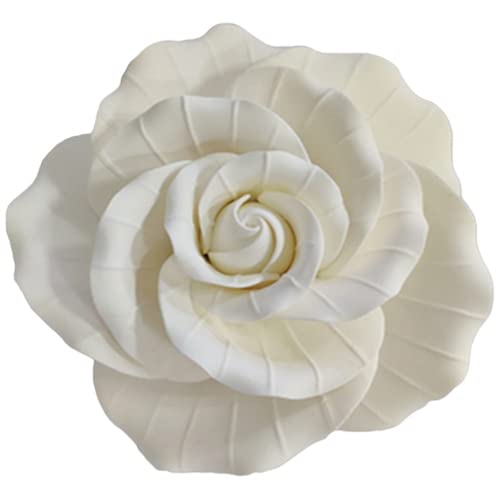 O'Creme Garden Rose Gumpaste Flowers - White-Small - Edible Flowers for Cake Decorating - Sugar Paste Flower Decorations for Cakes, Candy, Cupcake Toppers - Birthday, Wedding, Valentines, Baby Shower