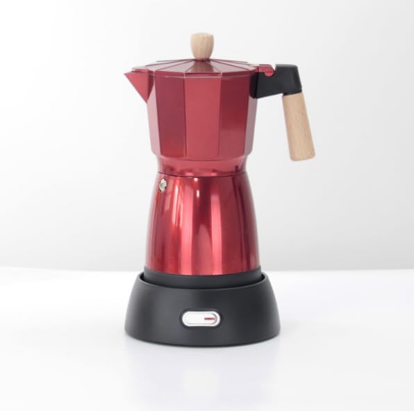 AOZBZ Moka Pot Electric Espresso Coffe Maker, 300ml 6 Cups Portable Coffee Pot with Overheat Protection and Detachable Base, Electric Espresso Maker, 450W, Red