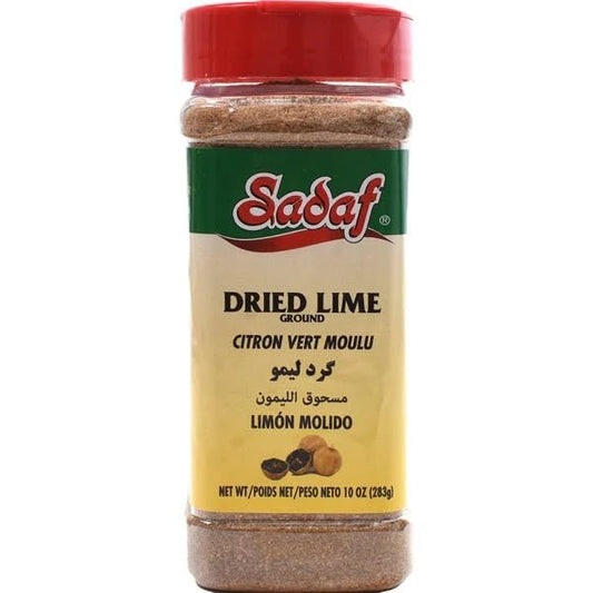 Sadaf Ground Dried Lime - Dried Lime Powder for Cooking and Food Seasoning - Limoo Omani - Middle Eastern Cuisine - Kosher - 10 Oz Bottle With Shaker Top