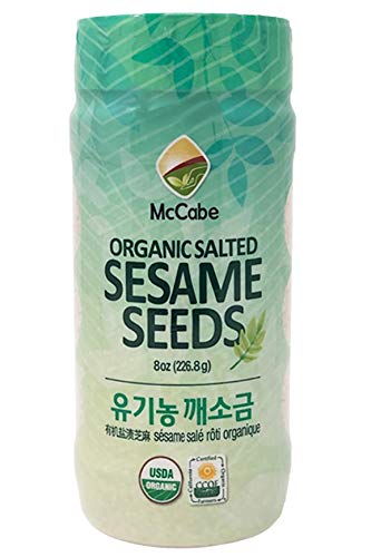 McCabe Organic Roasted Salted Sesame Seeds - Organic Toasted Salted Sesame Seeds | Rich with Fiber & Minerals | USDA and CCOF Certified | Packed in USA | 8oz
